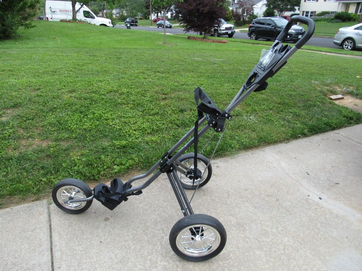 Tommy Armour Three Wheel Foldable Golf Bag Cart With Park Brake