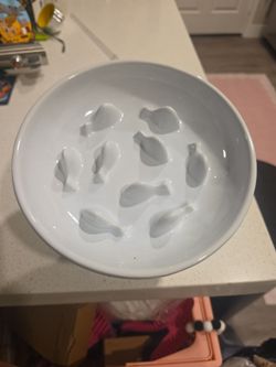 Ceramic White Cat Slow Feeder