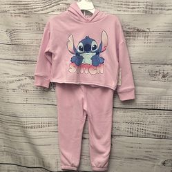 NWT girls pink Disney Stitch matching set size 4