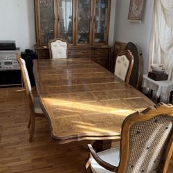 Wooden Dining Table Set with Chairs and Cabinet
