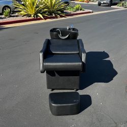 New Assembled- Shampoo  with ABS Bowl (plastic), gel neck rest, Black, Faux leather