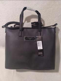 Tahari satchel Saffiano black tote handbag with keepsake bag