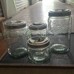 4 Glass Mason Jars W/Lids