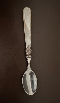 Vintage EME Italy Napoleon Stainless Steel Spoon - Mother of Pearl Handle