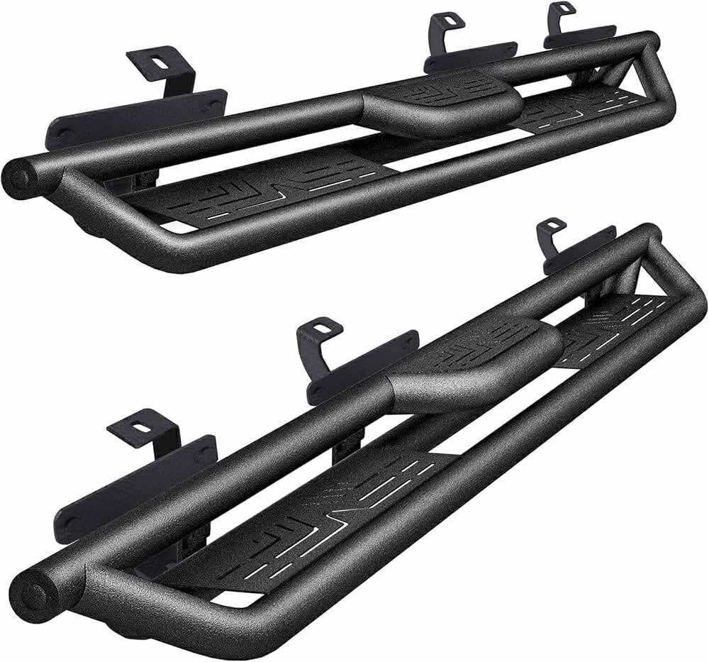 Running Boards Compatible with 2018-2025 Jeep Wrangler JL Unlimited 4 Doors, Carbon Steel Coated Black Truck Side Steps Rails Nerf Bars