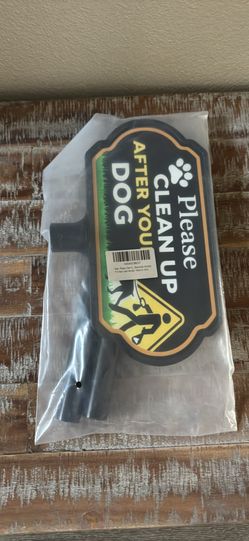 Clean Up After Your Dog Sign, 10 x 5 Inch, Yard Sign with Stake 37 Inch Adjustable Height, Weatherproof UV Print for Lawn,