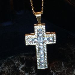 Big Cross With Chain 14K Gold Laminated 55$ 