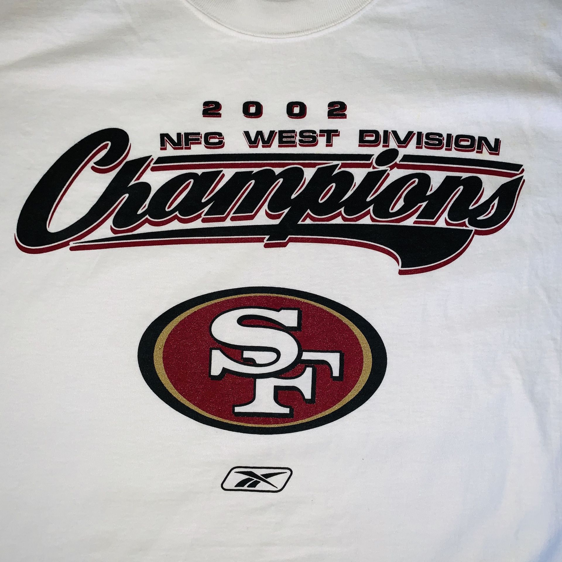 vintage san Francisco Fourty niners T Shirt Mens Large NFC west champions reebok