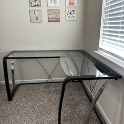 L- Shaped Tempered Glass Desk