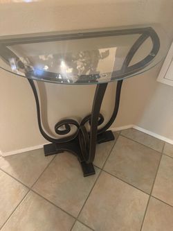 Demilune Glass Top Console Table