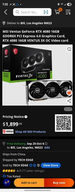 MSI Ventus 3X GeForce RTX 4080 16GB GPU