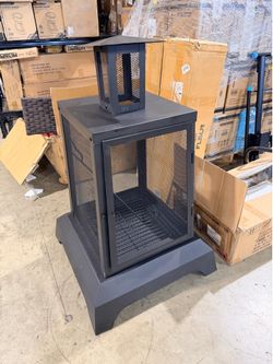 43" Black Outdoor Chiminea Fireplace & Fire Pit with Grill Grate