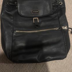 Samsonite Black Leather Travel Backpack 