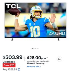 75 Inch Tv TCL 4k Brand New