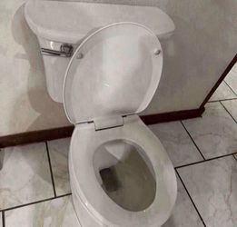 White Two-Piece Toilet with Seat