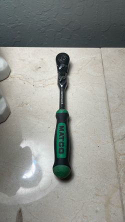 MATCO RATCHET 1/4" DRIVE 7-3/4" EIGHTY8 TOOTH BLACK CHROME LOCKING FLEX RATCHET W/ ERGO HANDLE - GREEN