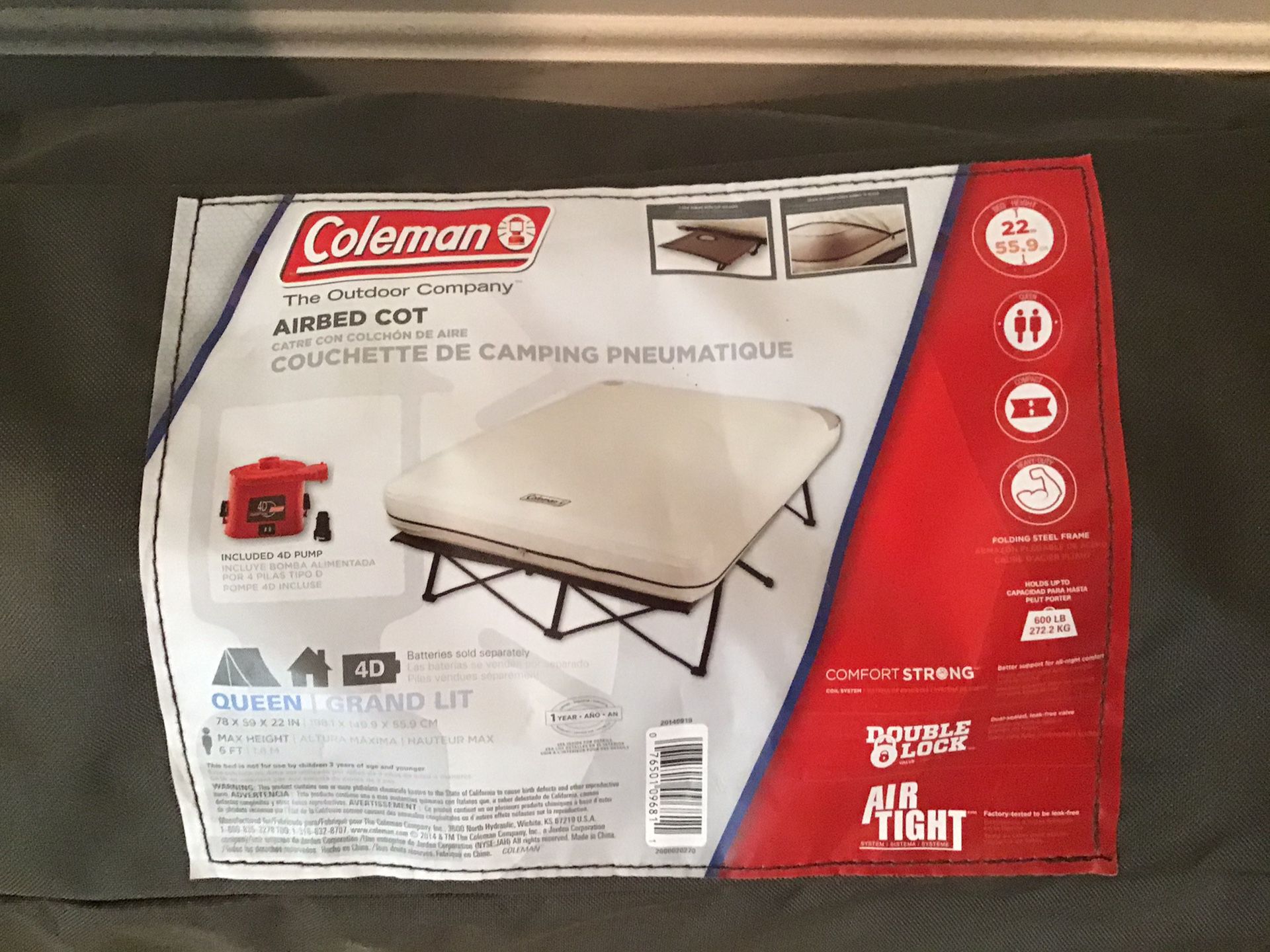Coleman Queen Airbed Cot/raised air mattress