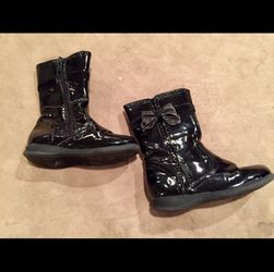 Girl Size 8 Black Patent Leather Boots