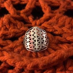 Size 8 Sterling Silver Flower Of Life Ring 