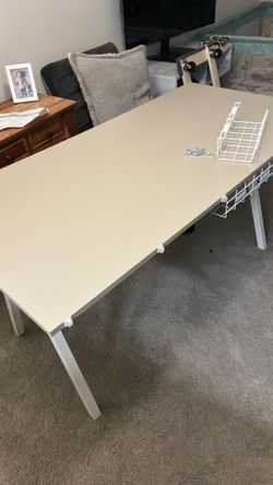 IKEA trotten beige desk.