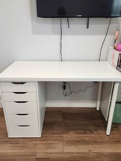 IKEA White Desk with Drawer Unit