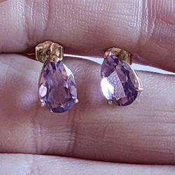 14k Gold Amethyst Earrings