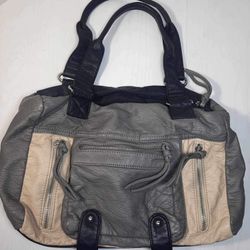 Soft Leather Neutral Satchel Handbag Zippered Pockets Purse