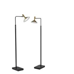 Pair of West Elm Beveled Shade LED Floor Lamps