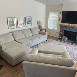 Sofa w chaise and oversized love seat/ottoman