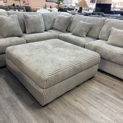 Grey Corduroy Sectional
