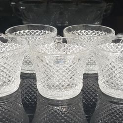 Vintage Diamond Point Punch Glasses Set-5