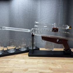 Sniper Rifle Shaped Glass Whiskey Decanter Sets