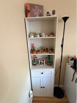 White Bookshelf with Drawer and Cupboard