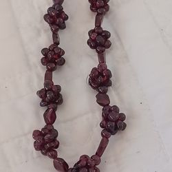 Vtg.Genuine GARNET clusters Unique Necklace- 25 In.
