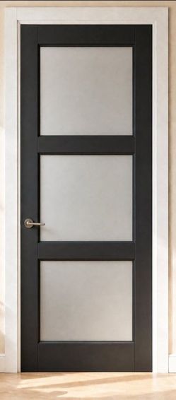 30'' X 80''H Black 3-Lite Frosted Glass Door