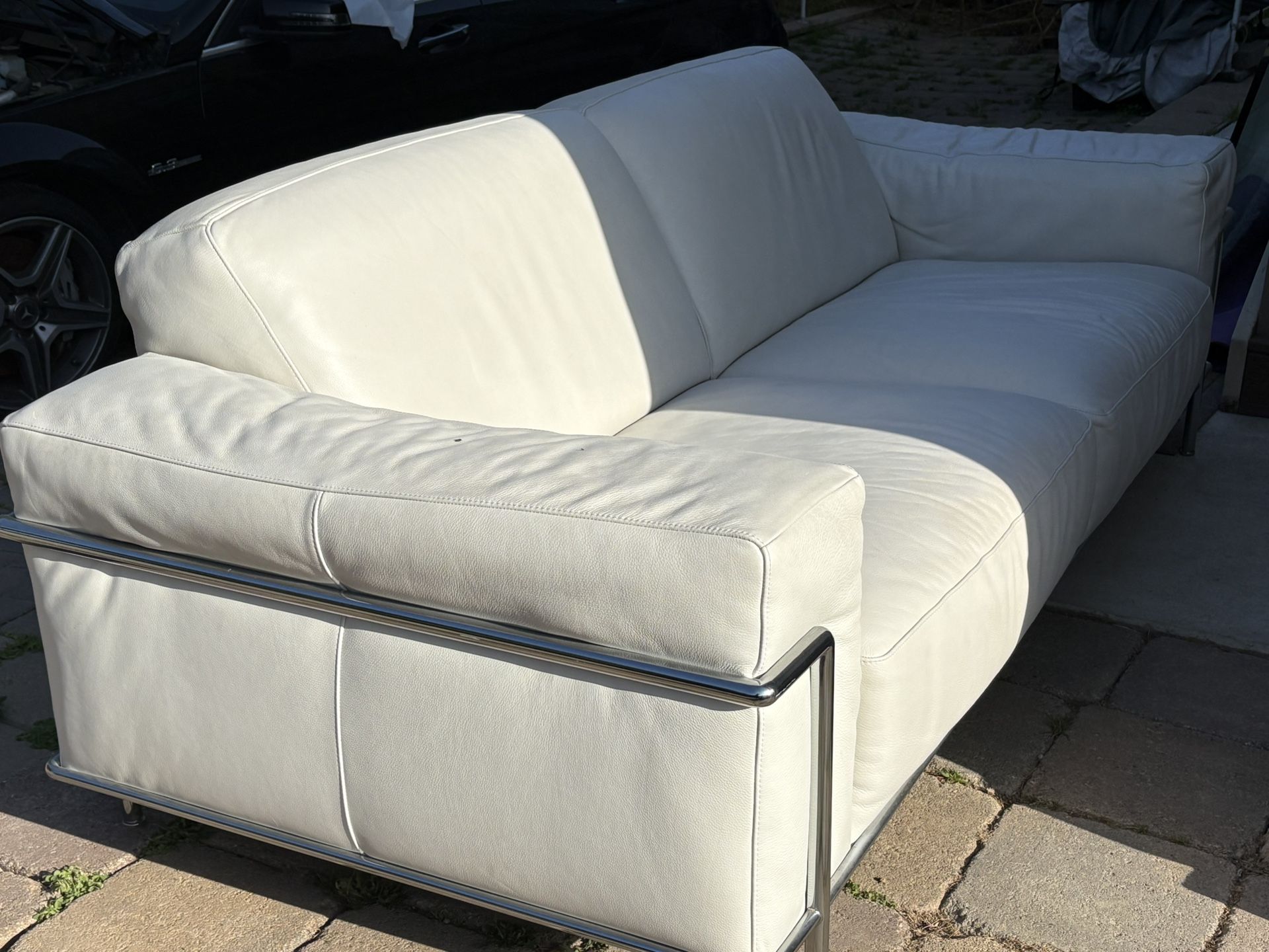 White Leather Couch 