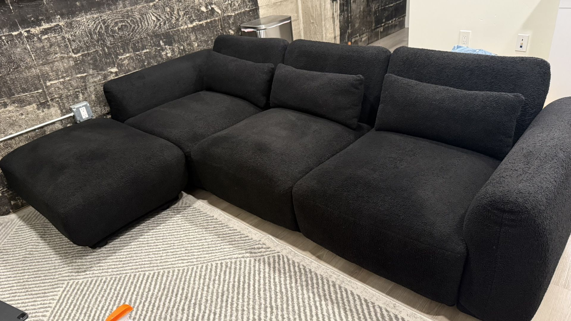 Wayfair 4 - Piece Upholstered Sectional Black Wool
