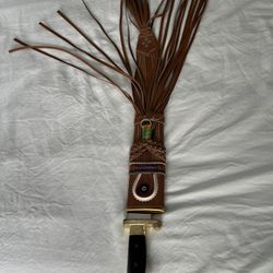 Collectible Aguila Corneta Machete With Decorative Leather Sheath