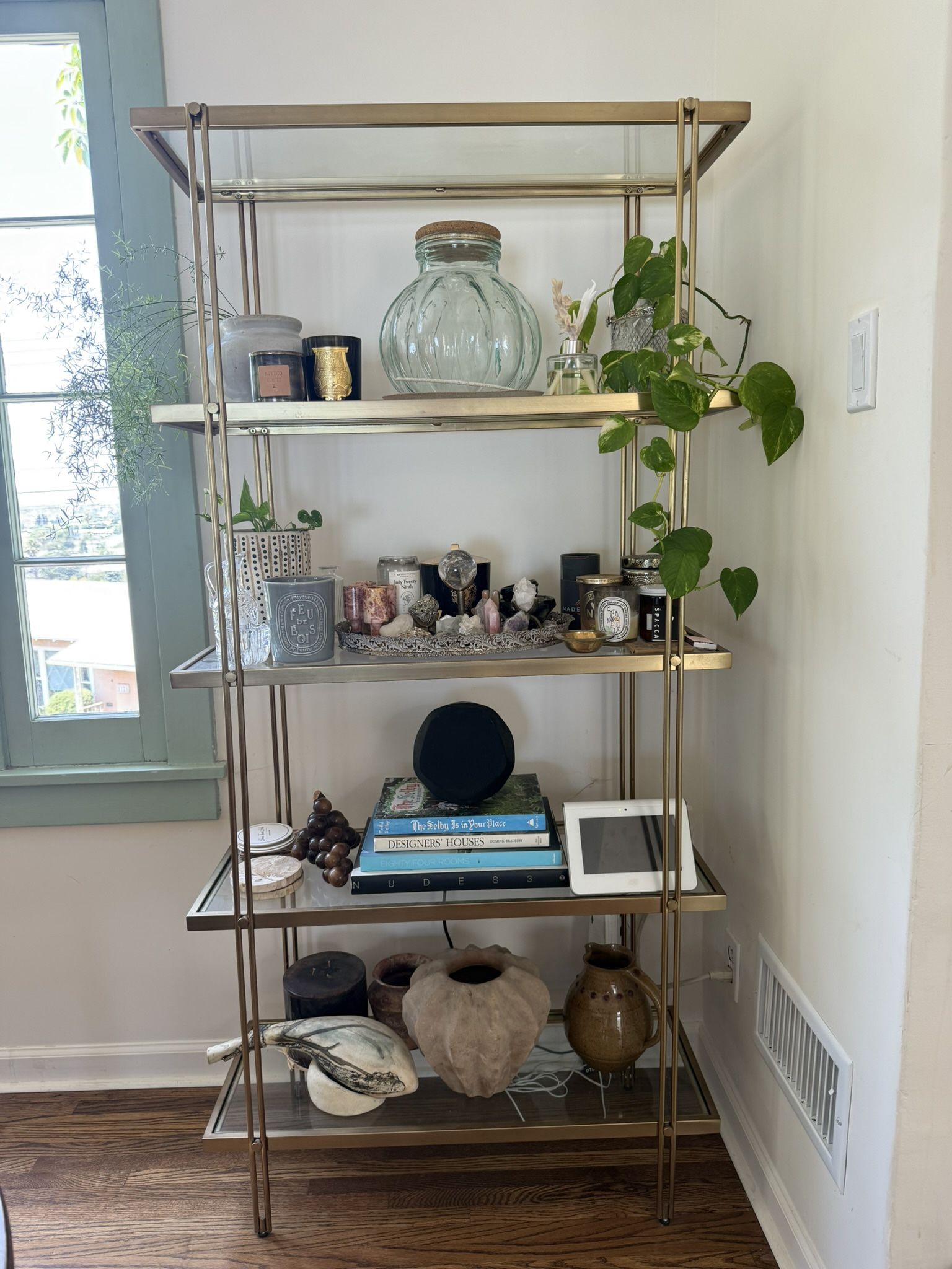 West Elm Bookshelve With Glass Shelving $120 OBO 