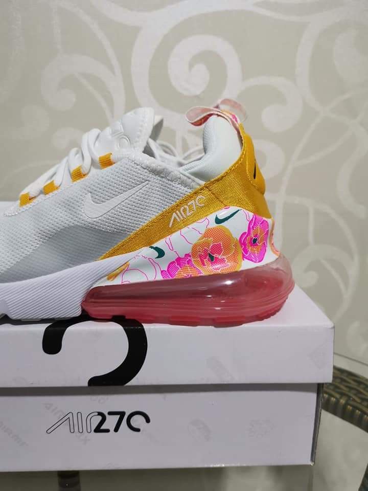 Women air max 270, running shoe basketball shoe white / floral.