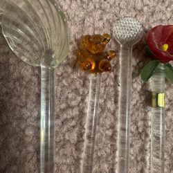 Vintage Cocktail Stirrers Art Glass Christmas snowman spoon bundle lot