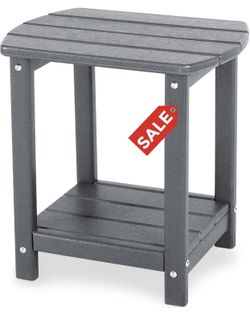 Adirondack Square Outdoor Side Table,2-Tier Storage Patio Side Table, HDPE End Tables for Backyard Pool Porch Garden Lawn