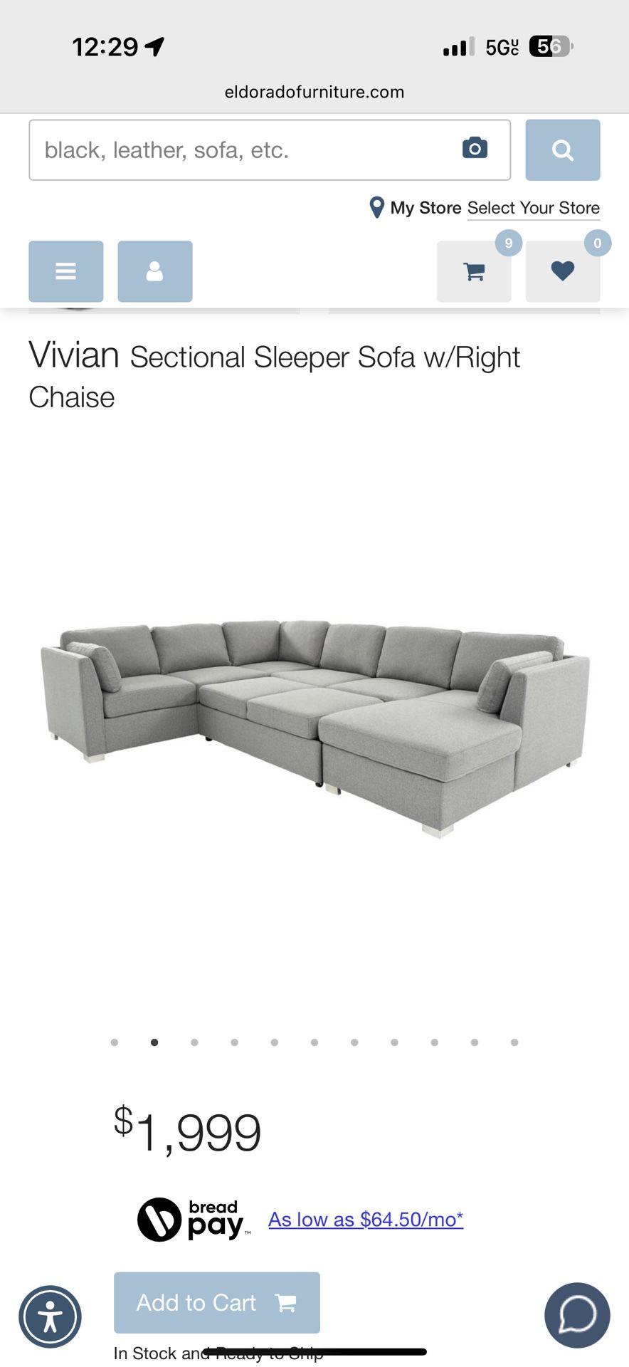 Sectional Sofa Sleeper Grey Black White Chaise Storage Pull Out Bed Only 6months Old $2000 New