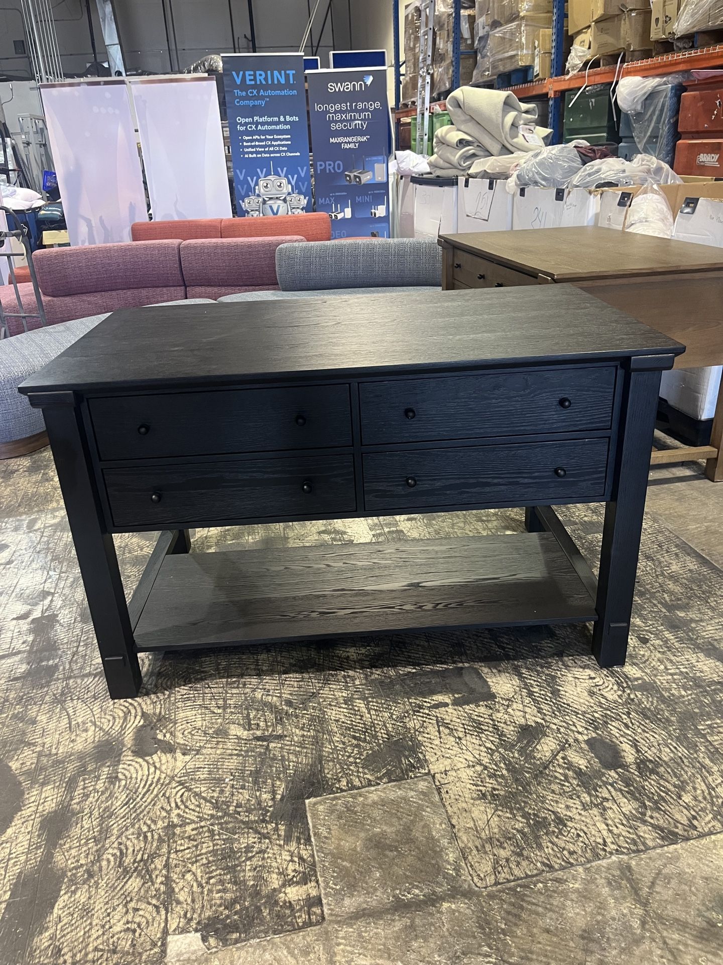 Four Hands Gardendale Small Kitchen Island-Stained Black Oak 36'' H X 60'' W X 36'' D $1500 OBO Decatur & Hacienda Ave