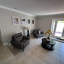 Set of 2 Oversized Leather Accent Chairs