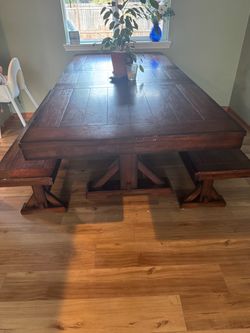 Dining table and benches