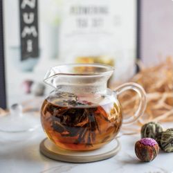 New! NUMI 🌸🫖Flowering Tea™ Glass Teapot 🫖🌸 with 6 blooming tea leaves  