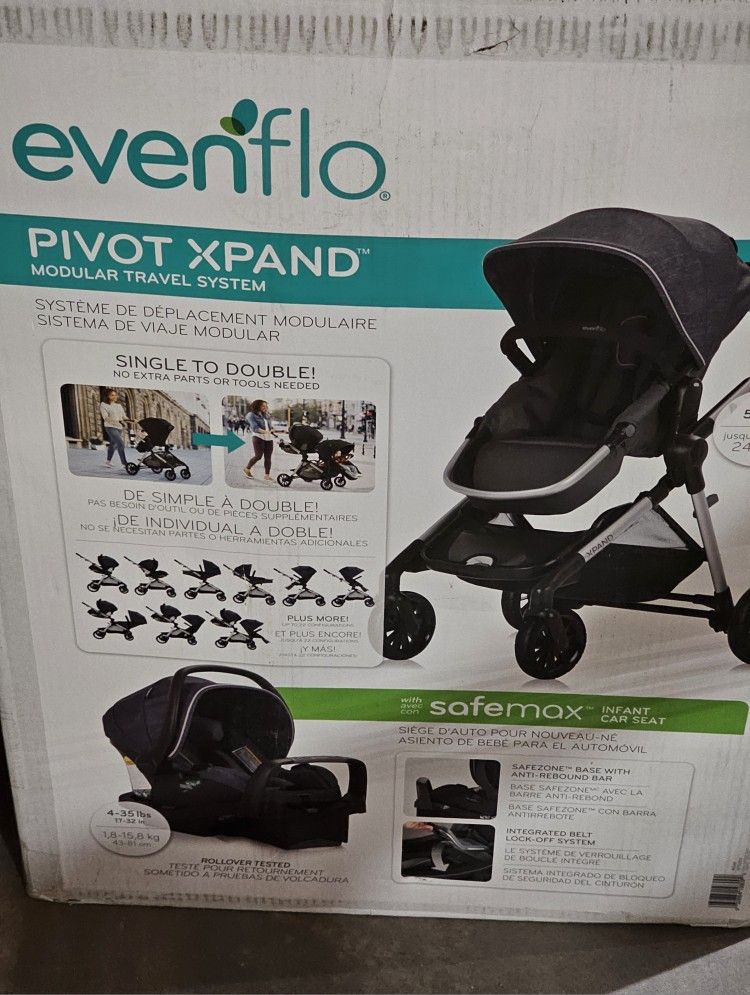 EvenFlo Pivot Xpand Modular Stroller and infant car seat litemax (Charcoal color) New In Box