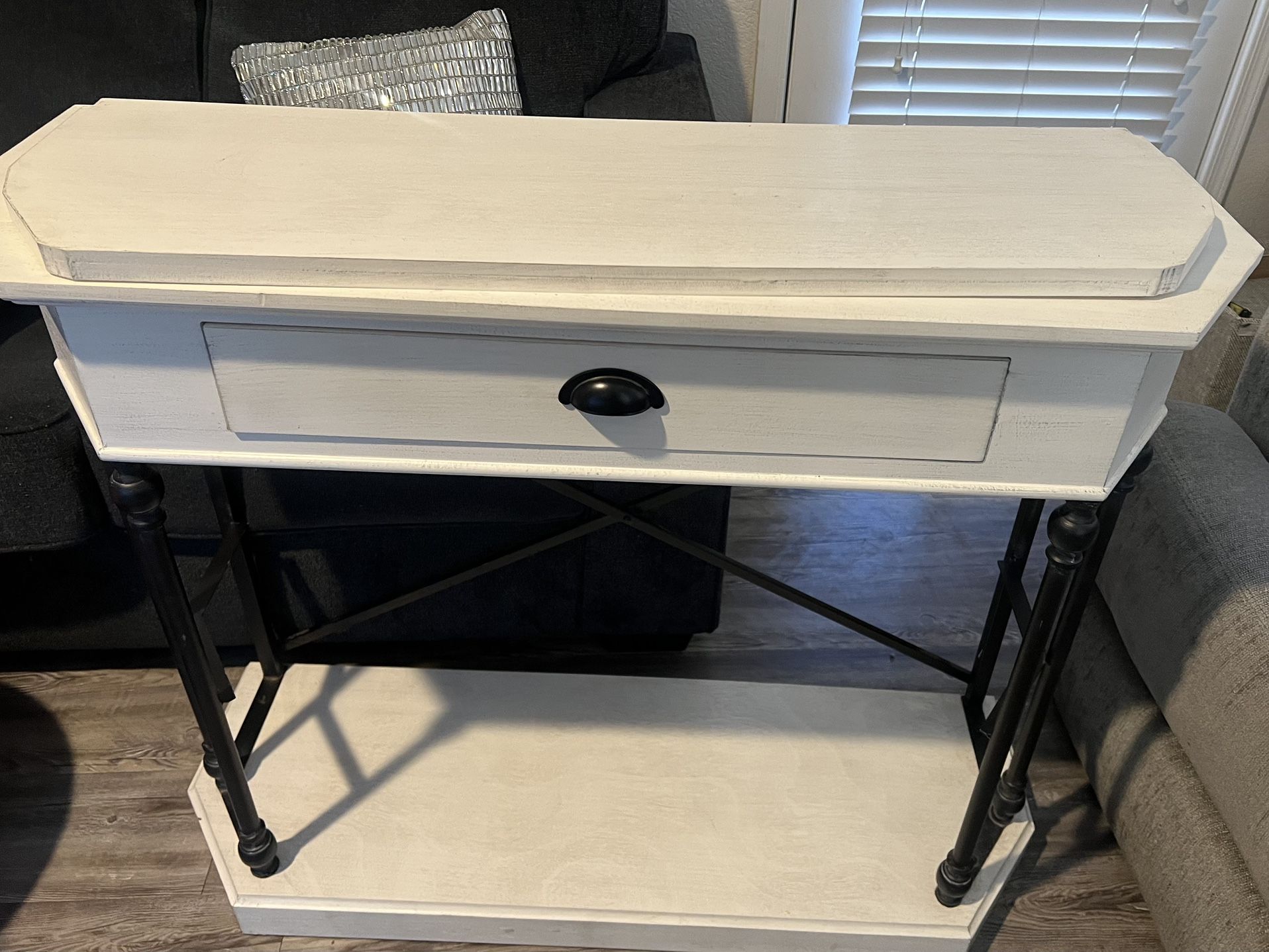 White And Black Side Wall Table