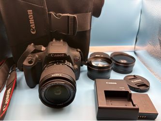 Canon camera rebel t7 and 3 lenses